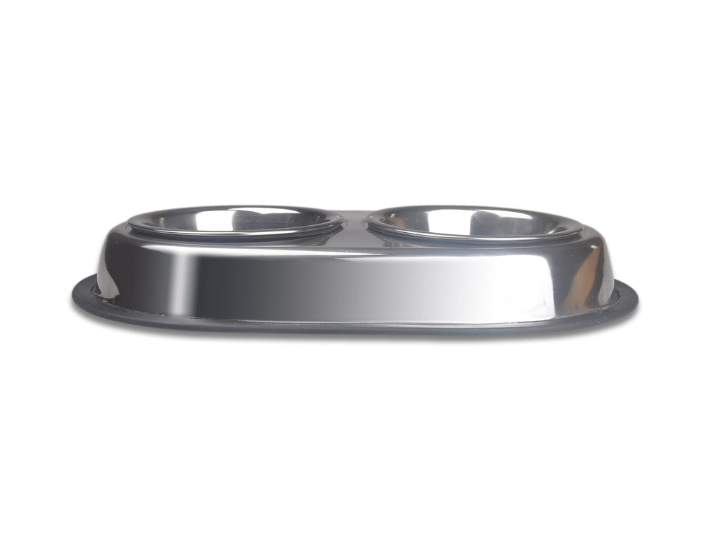 Stainless Steel Double Dish Food And Water Bowl 16 OZ I526