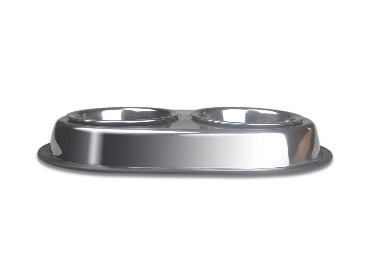 Stainless Steel Double Dish Food And Water Bowl 16 OZ I526