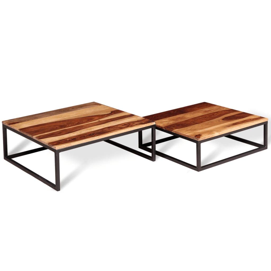 Coffee Table Side Tables 2 Piece Nesting Set Solid Sheesham Wood Q3089