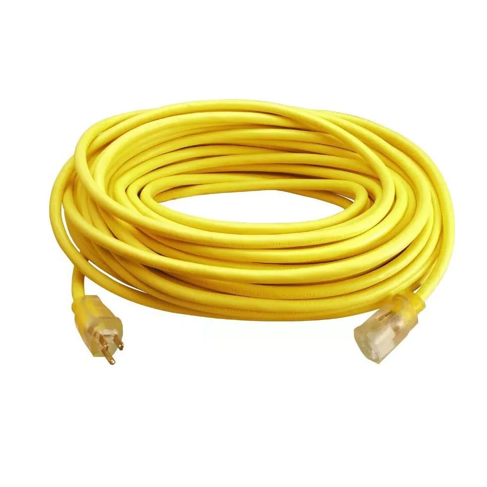 100' SJTW Vinyl Extension Cord with Lighted End, Yellow D488