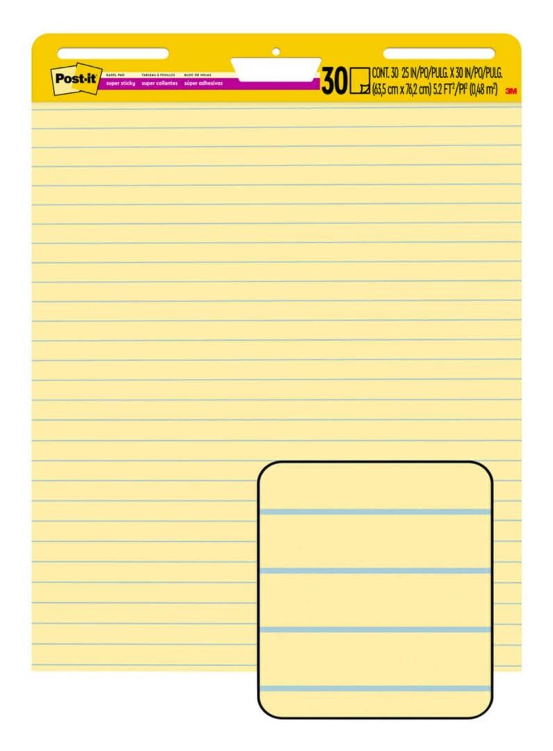 Yellow Lined Easel Pad, 25 x 30 in, 2 Pads O331770