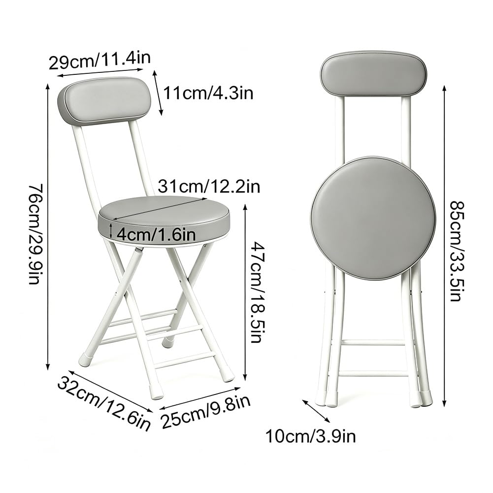 Folding Stool with Cushioned Seat and Backrest Z27468
