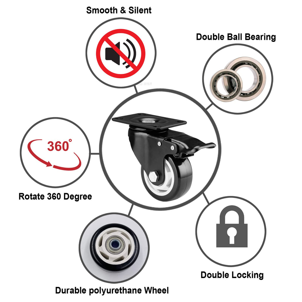 3 Inch Swivel Casters Set of 4 with Brake A430902