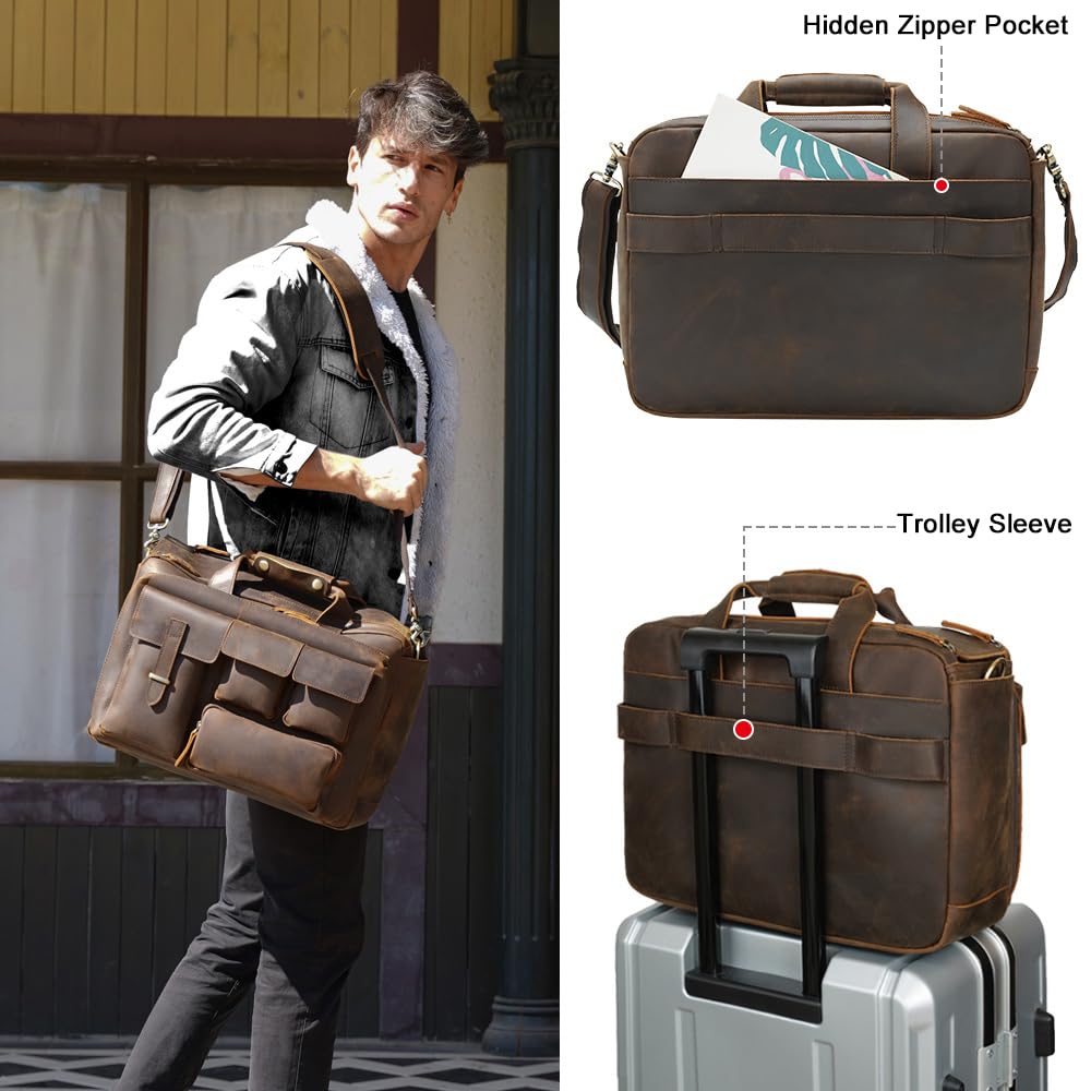 Leather 17.3" Laptop Briefcase B593474