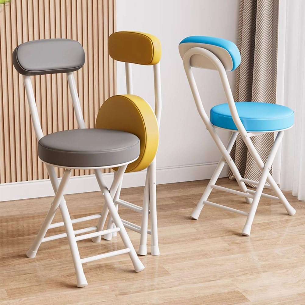 Folding Stool with Cushioned Seat and Backrest Z27468