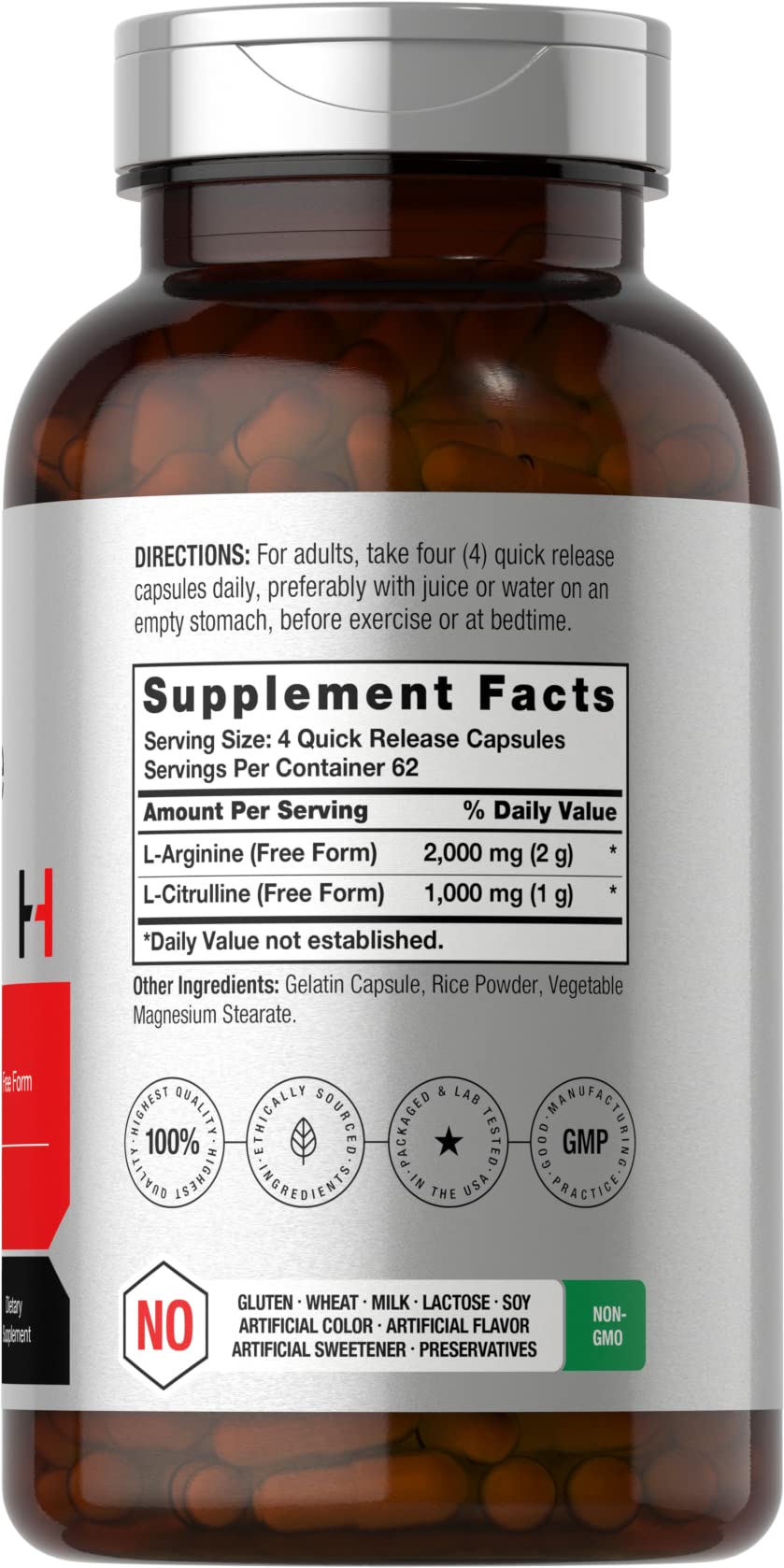 L-Arginine L-Citrulline Complex 3000mg 250 Capsules U904