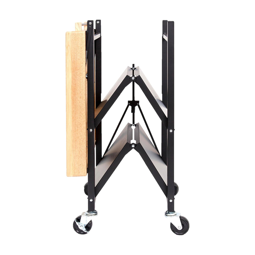 Black 3-Tier Folding Kitchen Cart with Wheels D606