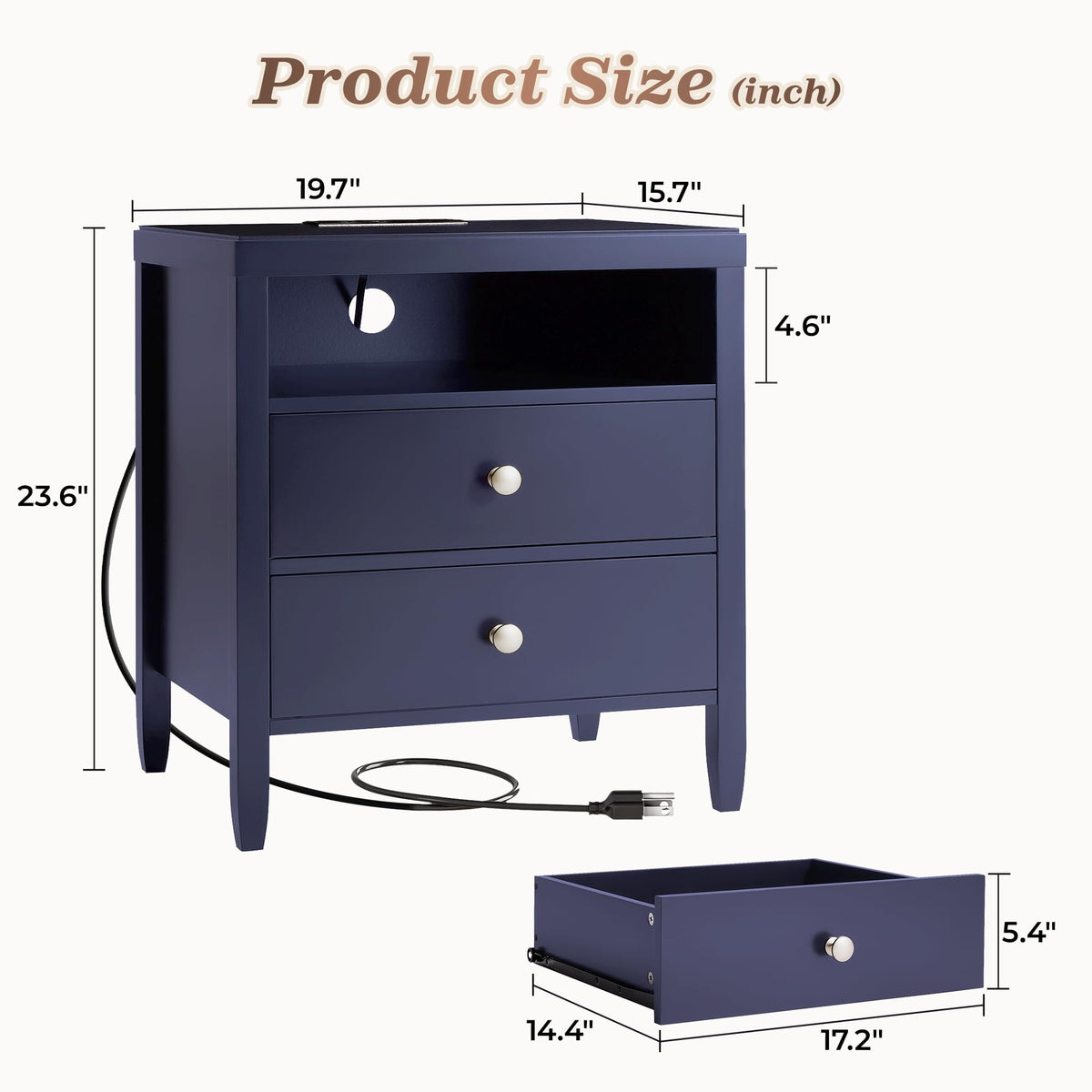 Blue Nightstand Set of 2 P835165