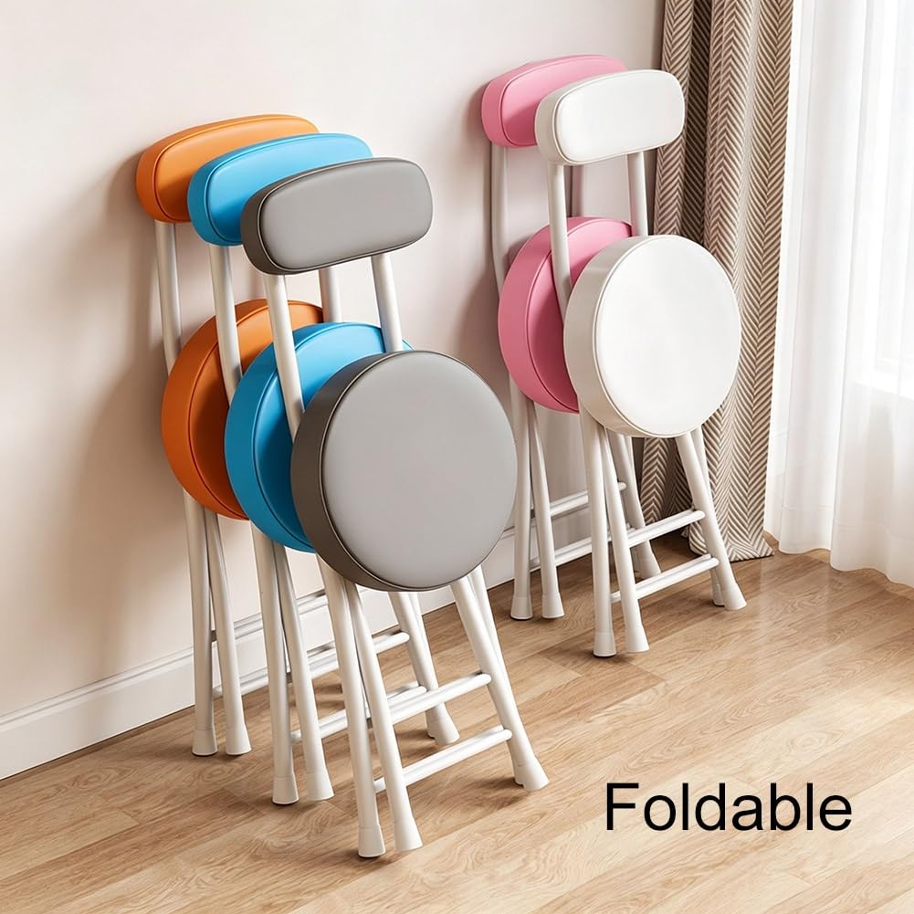 Folding Stool with Cushioned Seat and Backrest Z27468