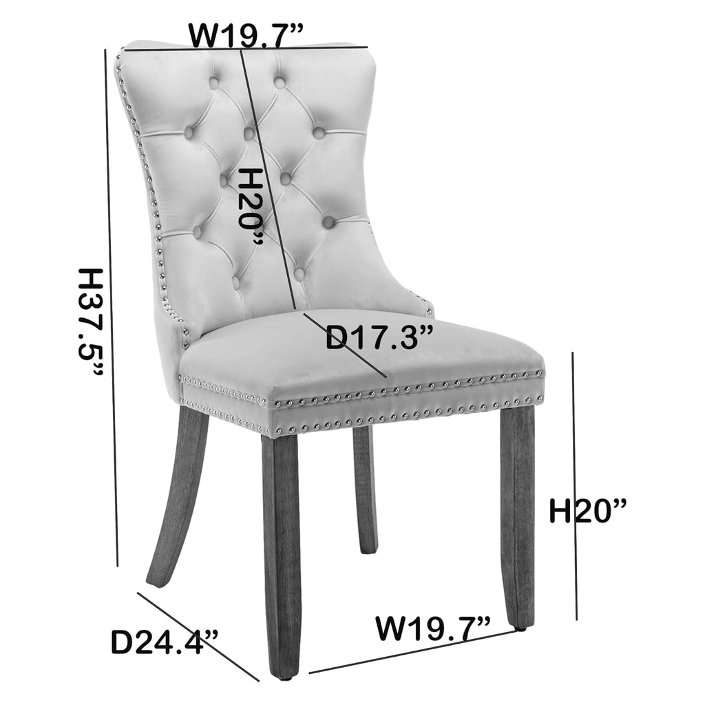 PU and Velvet Upholstered Dining Chairs with Solid Wood Legs Z1423