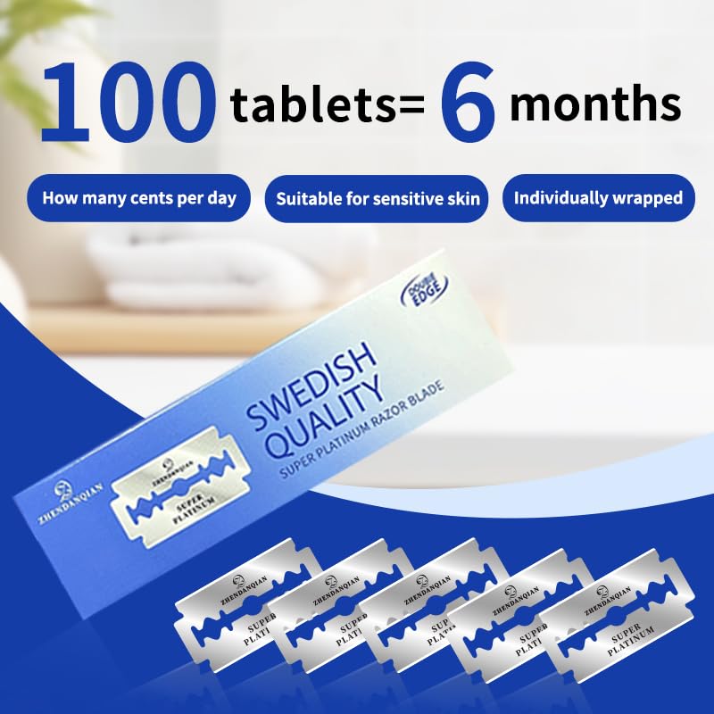 Double Edge Razor Blades, 100 Pack Q23344