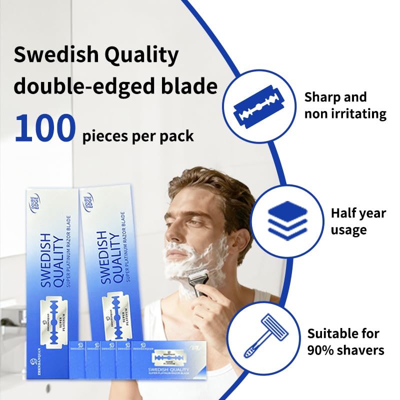 Double Edge Razor Blades, 100 Pack Q23344