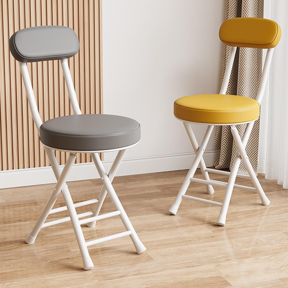 Folding Stool with Cushioned Seat and Backrest Z27468