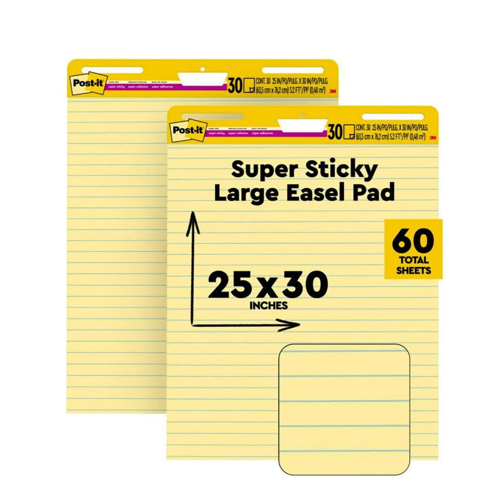 Yellow Lined Easel Pad, 25 x 30 in, 2 Pads O331770