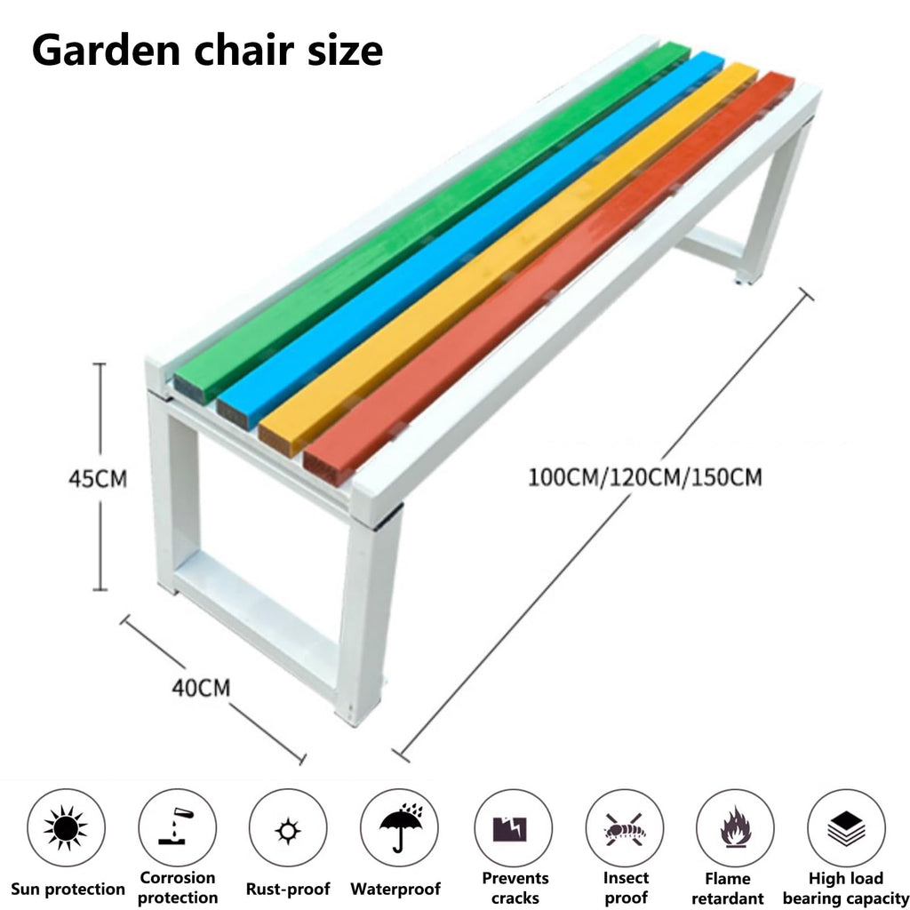 Weatherproof Metal Garden Bench Cast Iron Outdoor Seating J767