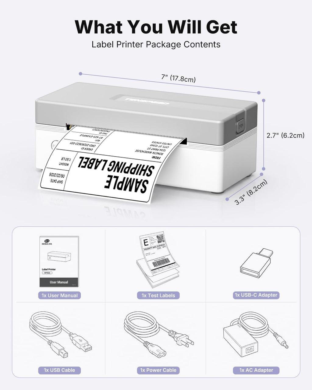 Bluetooth Thermal Shipping Label Printer E598