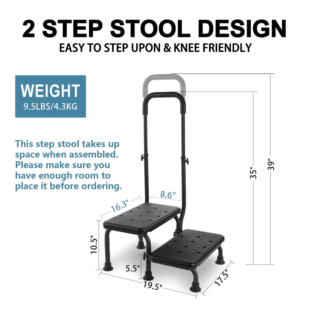 2 Step Stool with Handle and Non-Slip Platform L96051