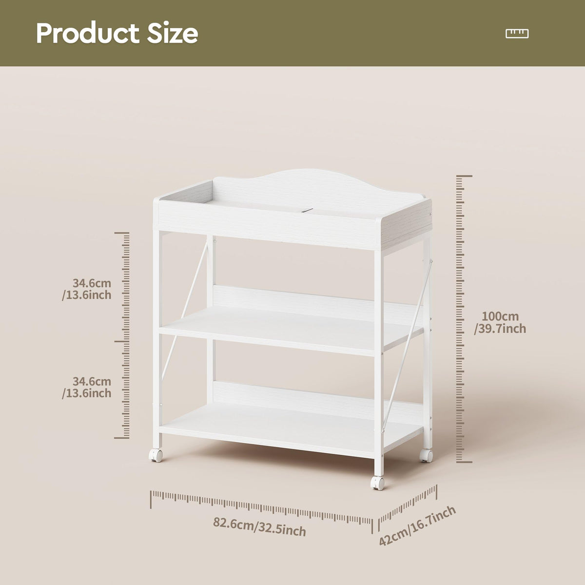 White Baby Changing Table with Pad E8604