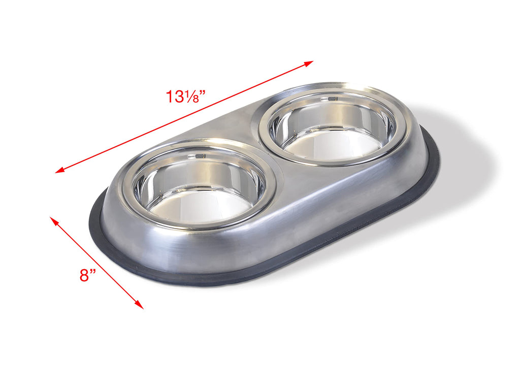Stainless Steel Double Dish Food And Water Bowl 16 OZ I526