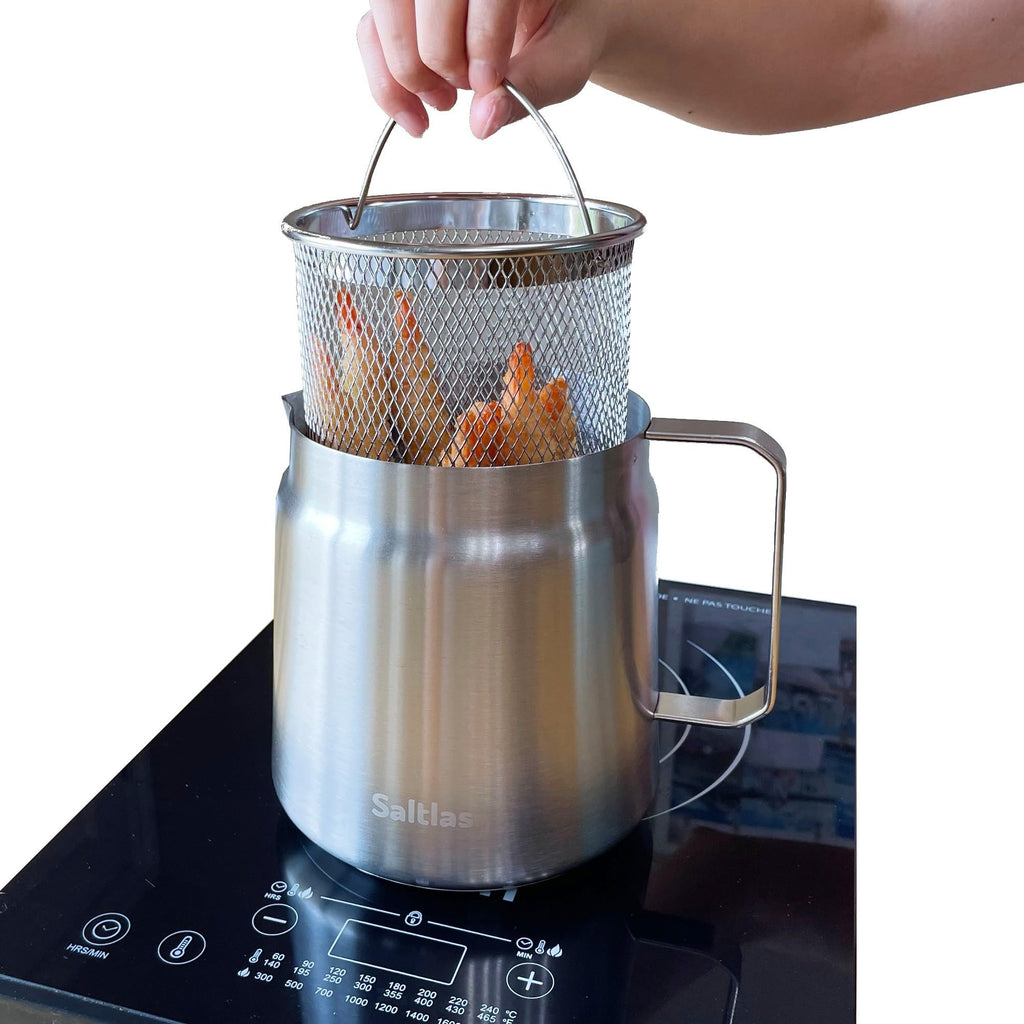 304 Stainless Steel Deep Fryer Pot with Basket and Oil Strainer, 2L Y99432