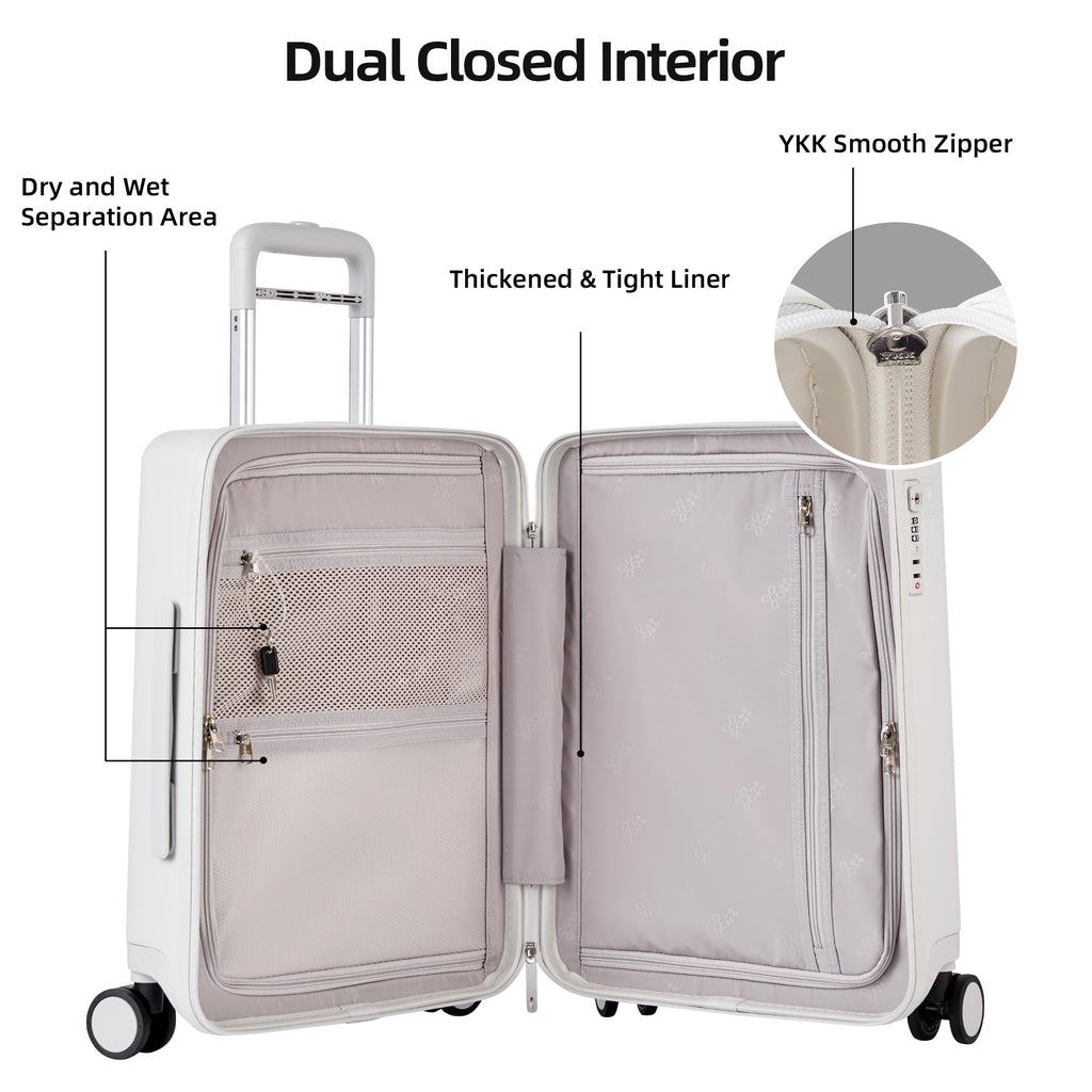 20 Inch Lightweight Hard Shell Carry On Luggage with Spinner Wheels W599394