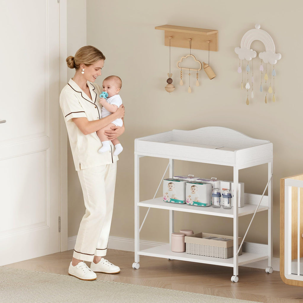 White Baby Changing Table with Pad E8604