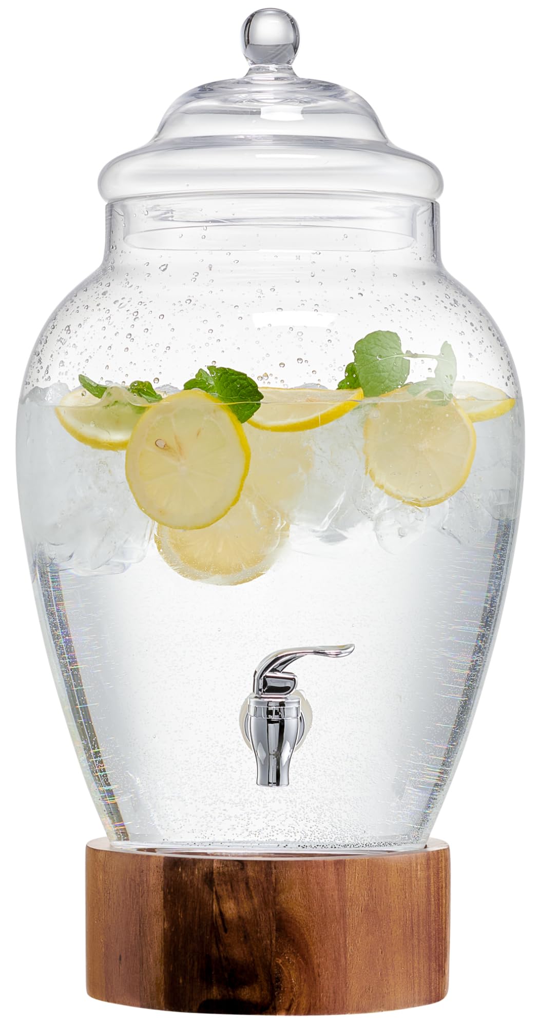 Glass Beverage Dispenser with Wood Base, 3 Gallon E7987