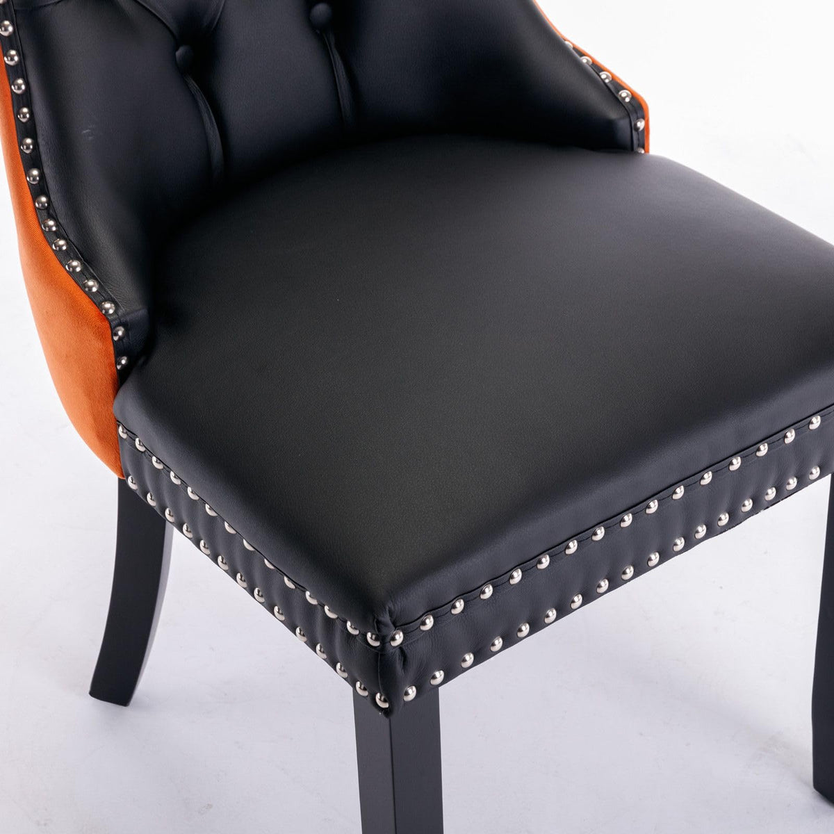 PU and Velvet Upholstered Dining Chairs with Solid Wood Legs Z1423