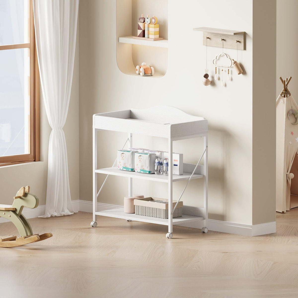 White Baby Changing Table with Pad E8604