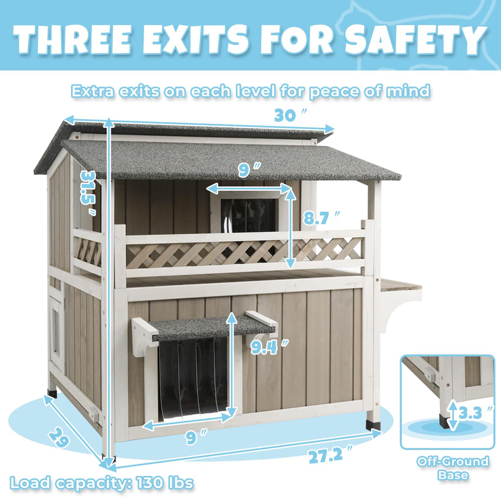 Wooden Two-Story Cat House W4747