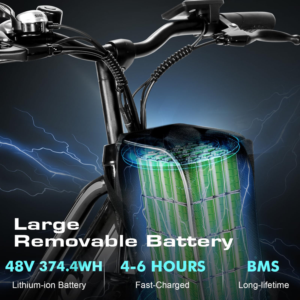 Electric Bike 500W 26" City Cruiser Bicycle 48V Removable Battery H199816