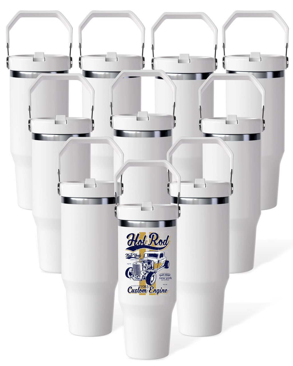 30oz Sublimation Blank Tumbler with Handle and Flip Straw J499930