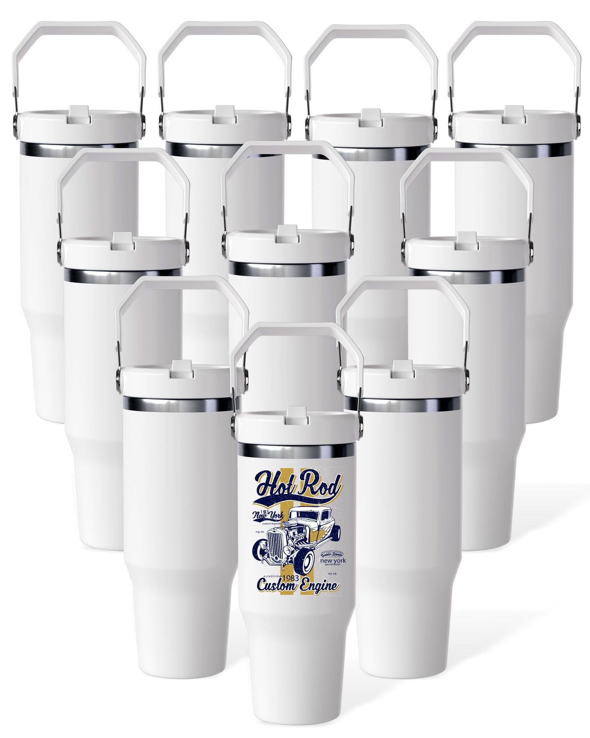 30oz Sublimation Blank Tumbler with Handle and Flip Straw J499930