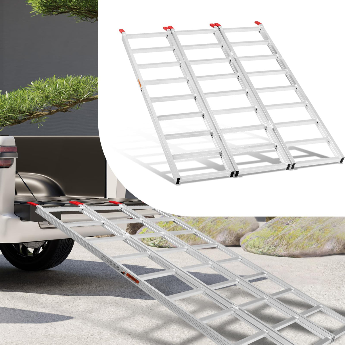 69" L x 50" W Tri-Fold Aluminum ATV Loading Ramp 1500lb Capacity C712
