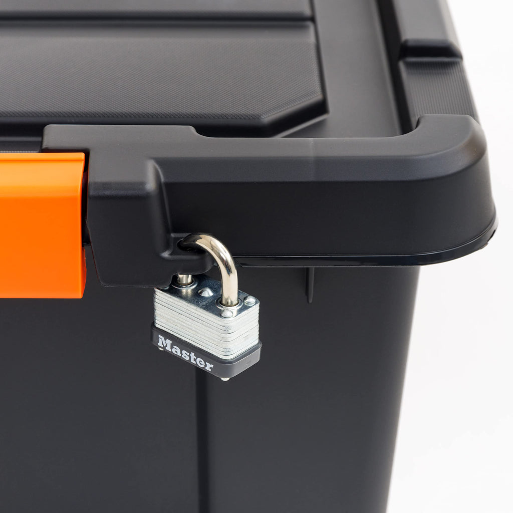 3 Gal Heavy Duty Plastic Storage Bins with Lockable Lids Black Set of 1 P46677