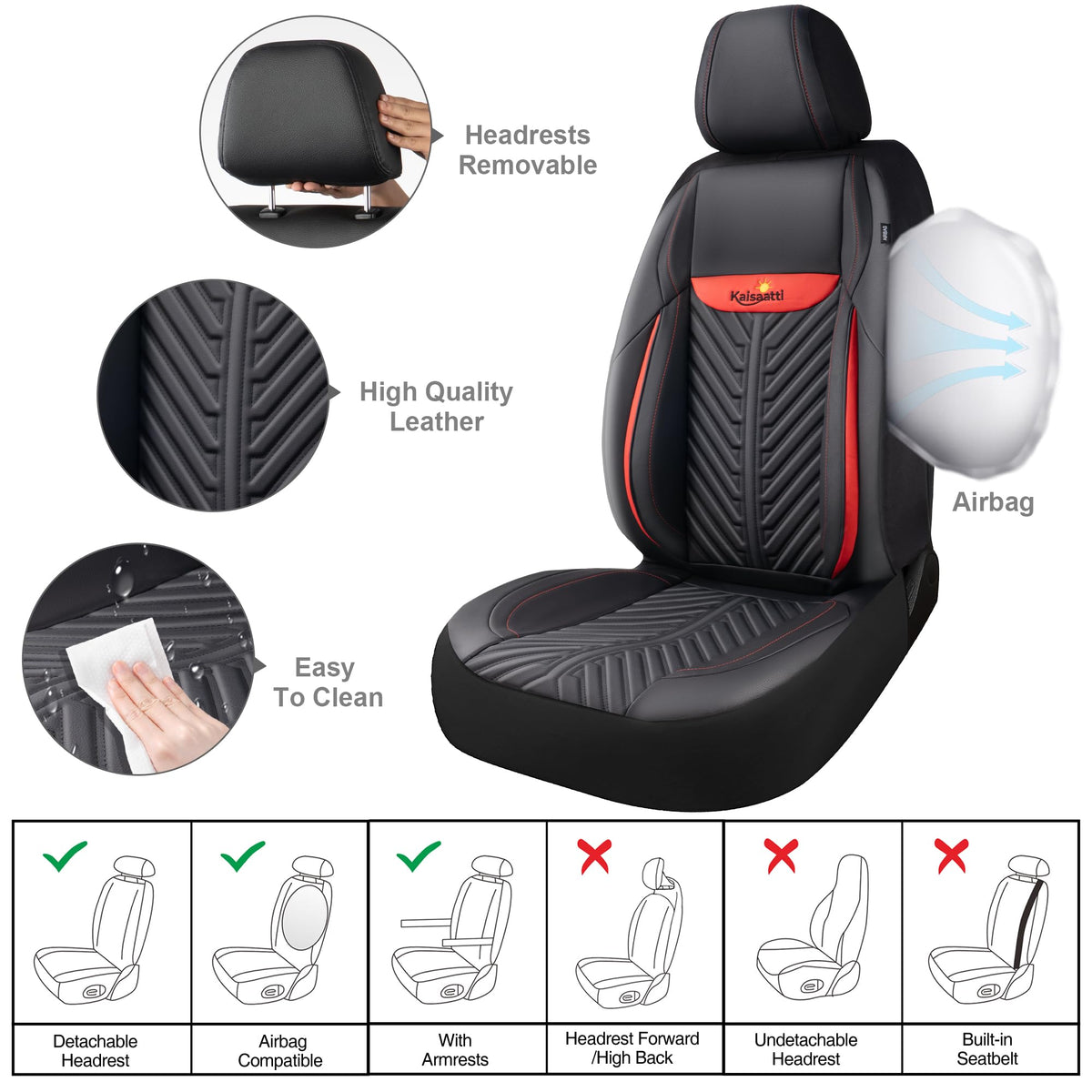 PU Leather Waterproof Car Seat Covers Full Set G45242
