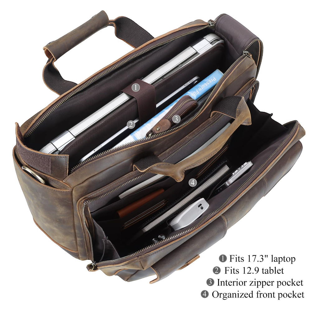 Leather 17.3" Laptop Briefcase B593474