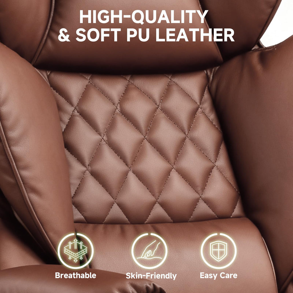 Big and Tall High Back Leather Office Chair with Footrest A320673