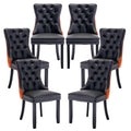 PU and Velvet Upholstered Dining Chairs with Solid Wood Legs Z1423