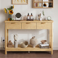 47.2" Narrow Console Table with 3 Drawers & Charging Station, Oak V7081