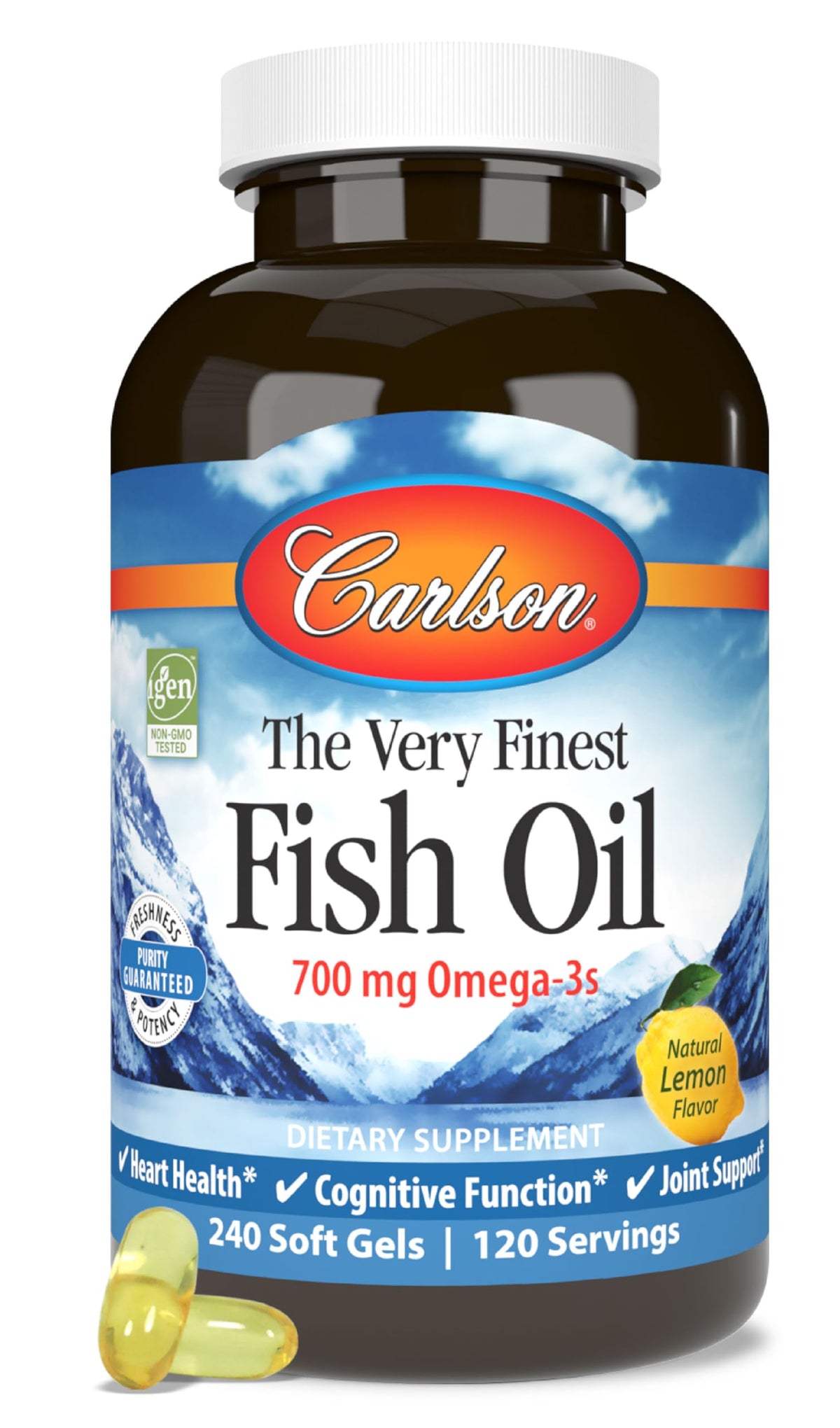 Fish Oil 700 mg Omega-3s Lemon 240 Softgels V8219