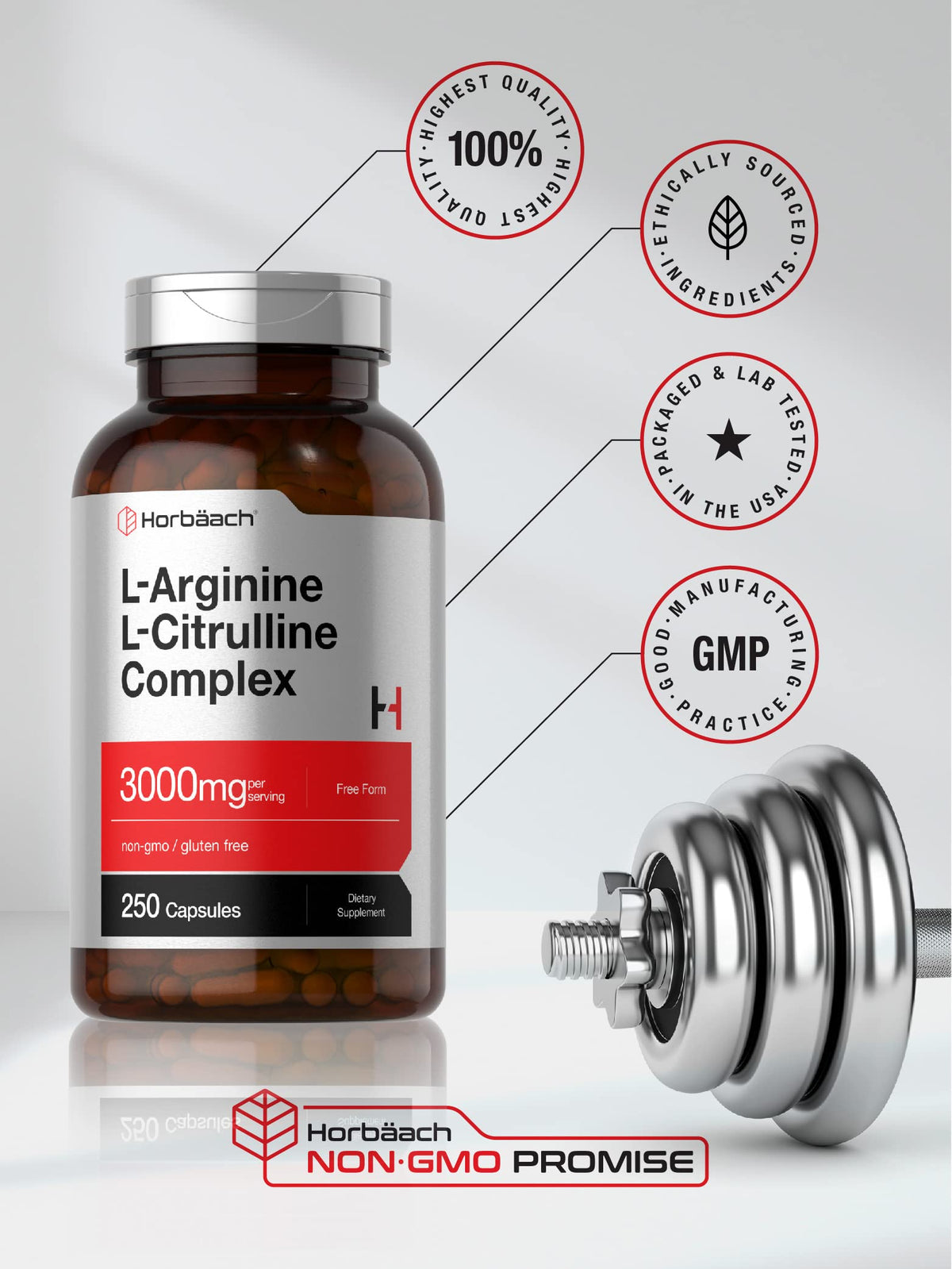 L-Arginine L-Citrulline Complex 3000mg 250 Capsules U904