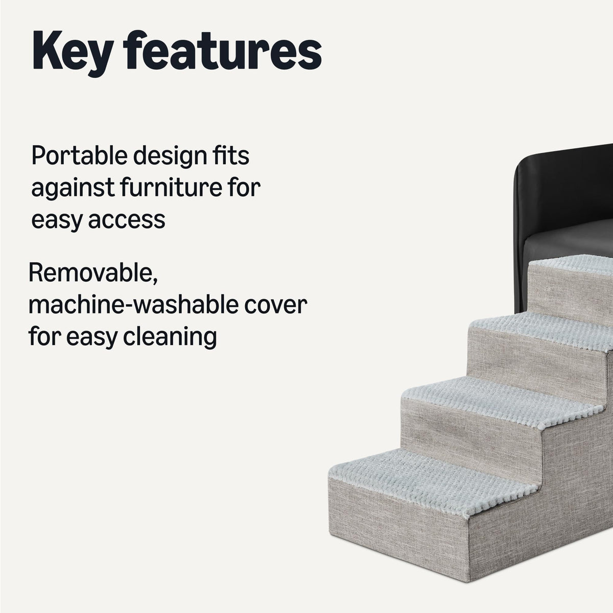 4-Step Non-Slip Grey Dog Steps V3911