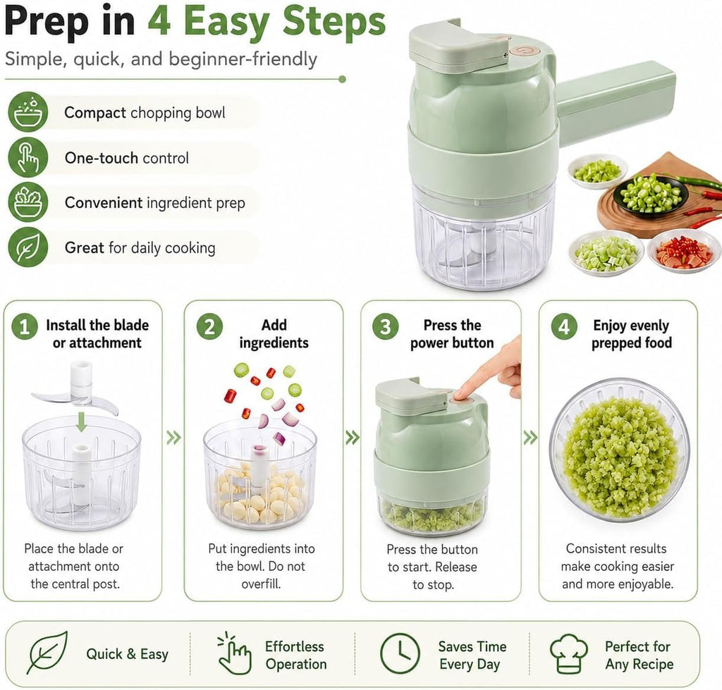 4 in 1 Handheld Electric Vegetable Chopper W51989