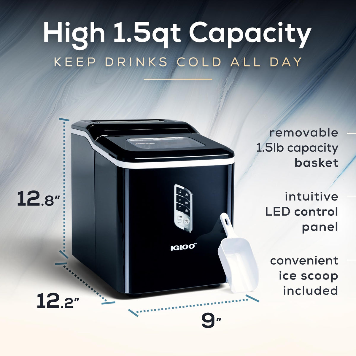 Portable Ice Maker with Scoop and LED Control Panel D97883