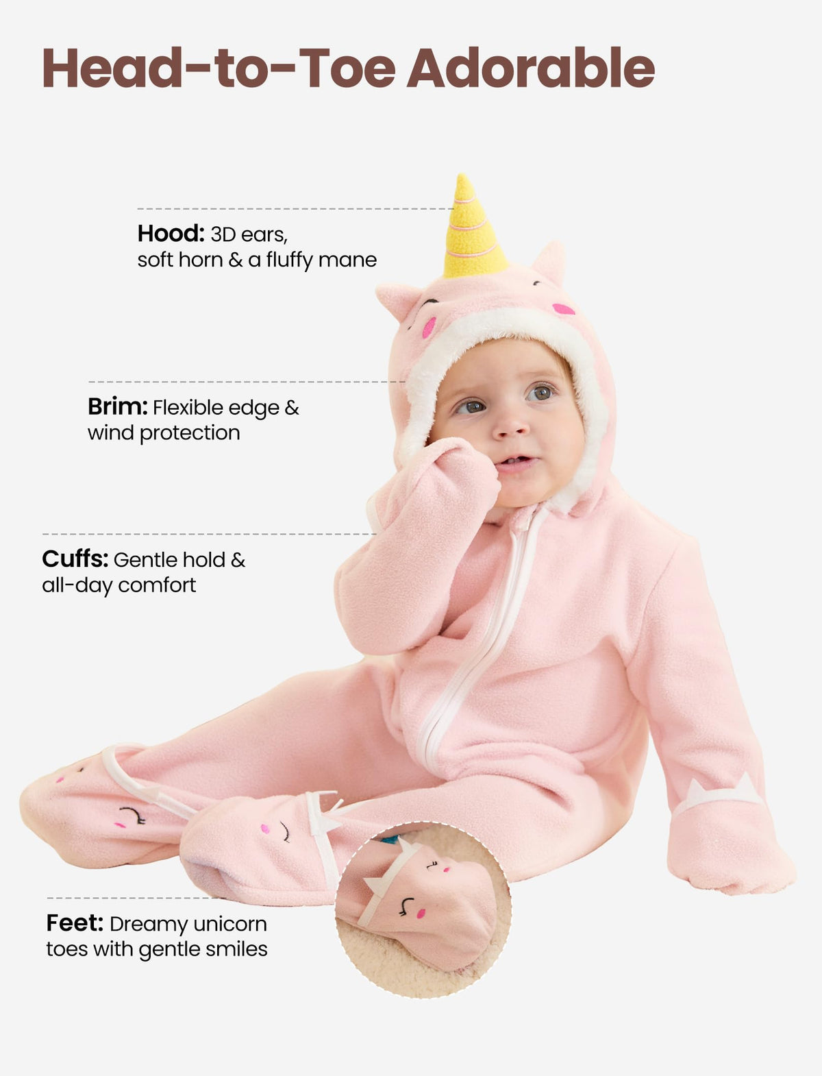 Baby Fleece Hooded Footie 18-24 Months A720
