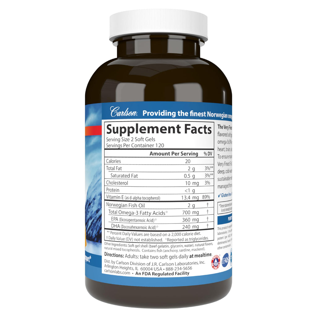 Fish Oil 700 mg Omega-3s Lemon 240 Softgels V8219