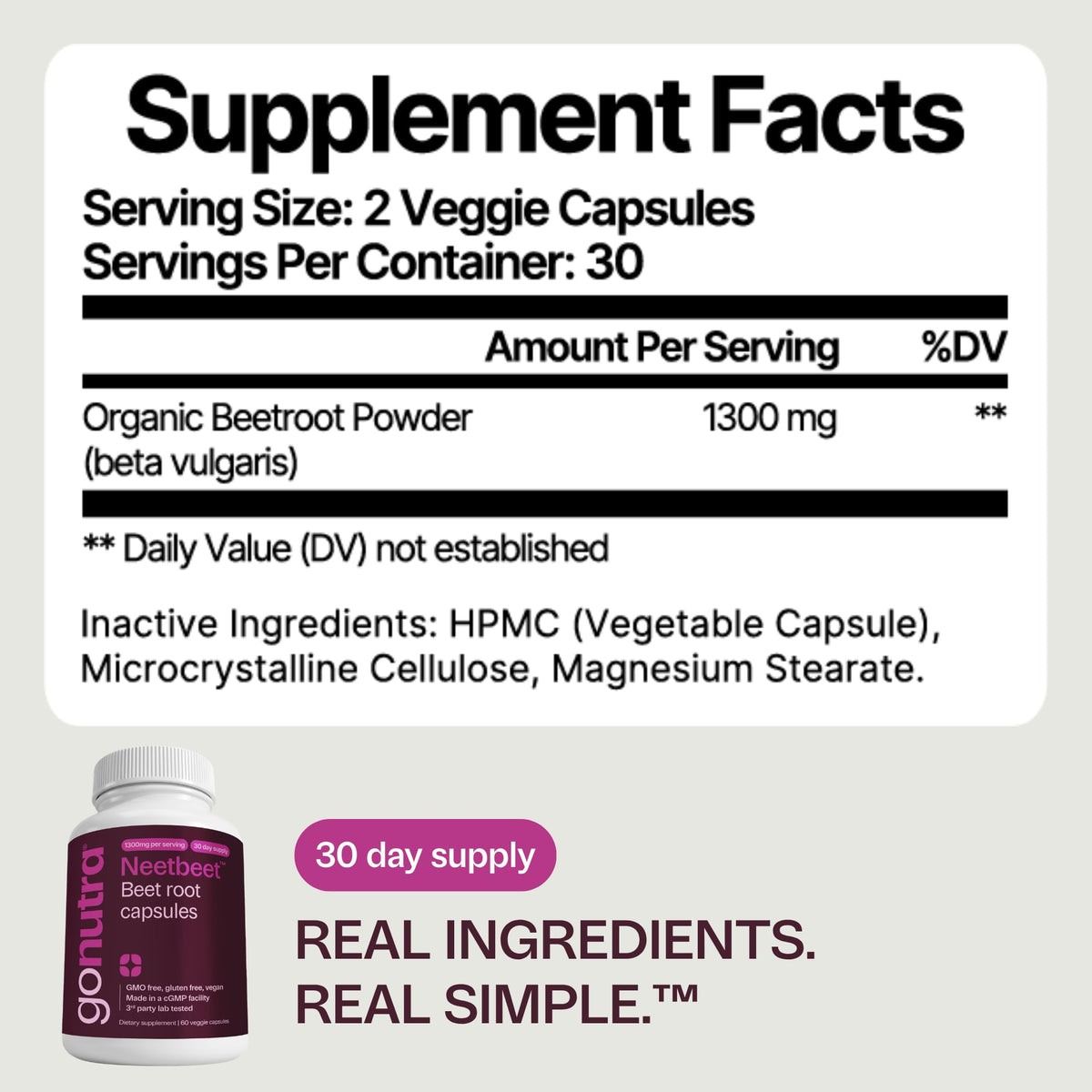 Organic Beet Root Capsules 1300mg 60ct X320