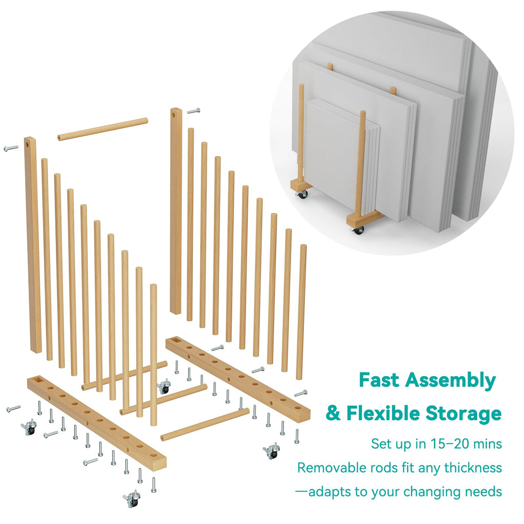 Art Canvas Storage Rack with Wheels and Handle A404091
