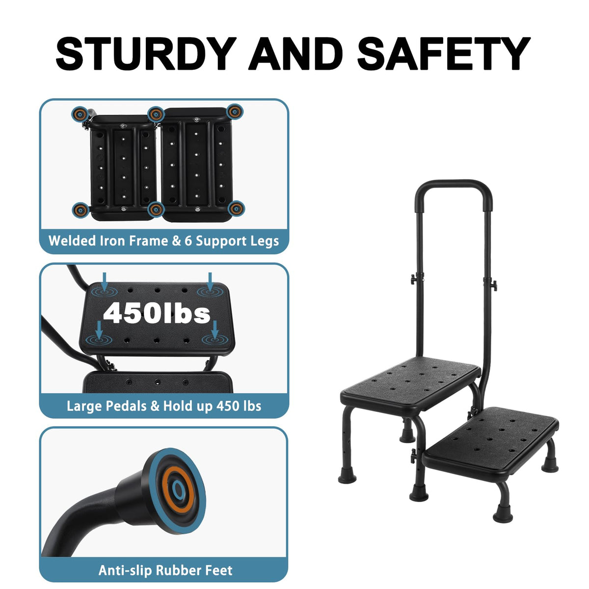 2 Step Stool with Handle and Non-Slip Platform L96051